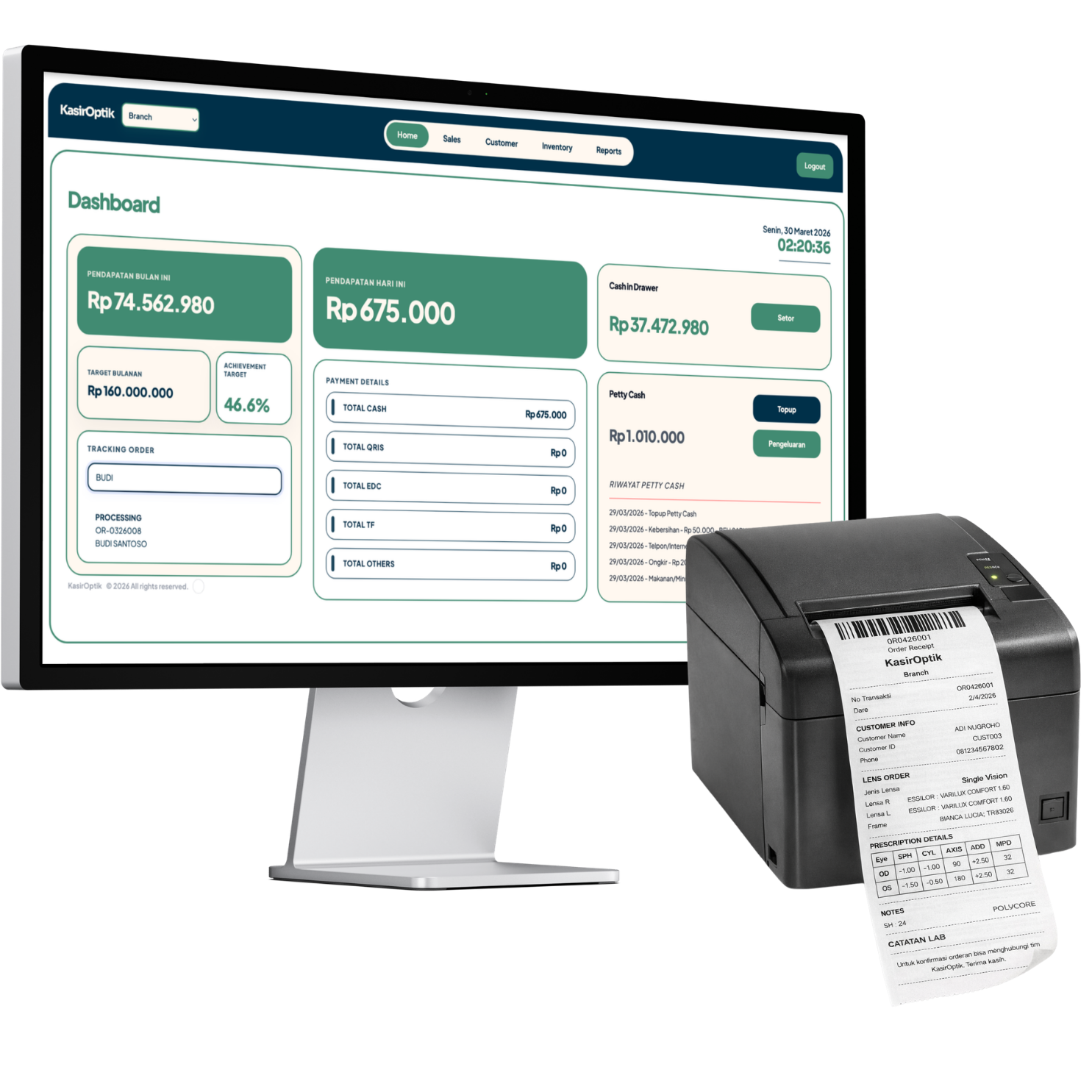 Preview theme Forest Cream KasirOptik