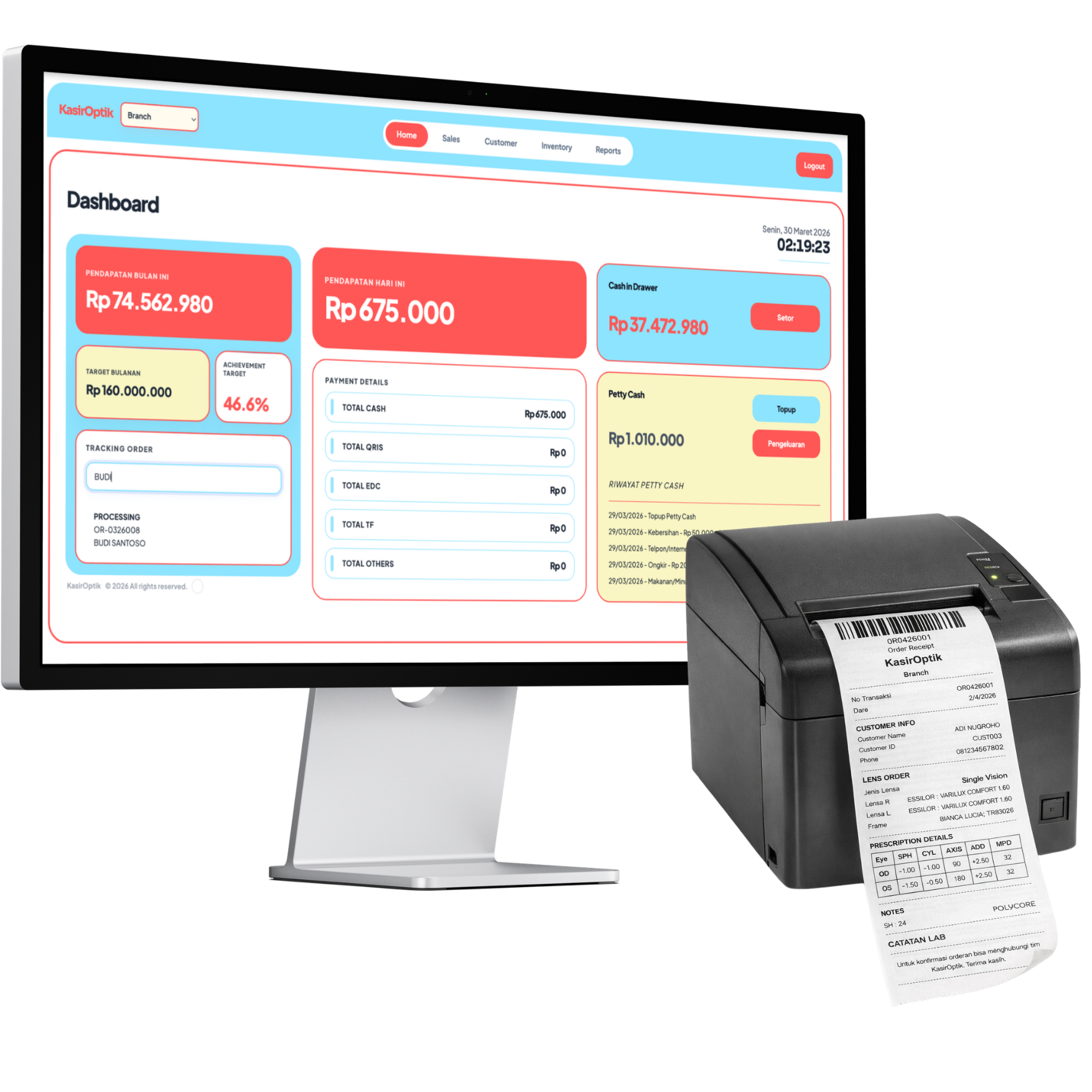 Preview theme Color Pop KasirOptik